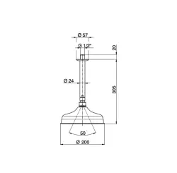 Chuveiro de teto vitoriano Huber com braço de teto em aço inoxidável SS0134102A