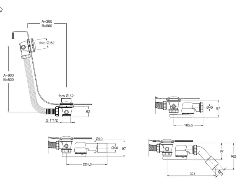 Water evolution bath overflow with push to open Gun Metal 1208958403