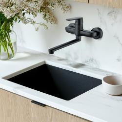 Aquatrimo Chopin misturador monocomando de parede para cozinha, preto fosco com bica de 297mm 21CP8469SW
