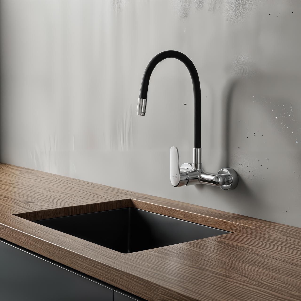 Aquatrimo Chopin torneira de parede cromada com bico alto e flexível 21CP8462CM - Productafbeelding 2