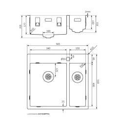 Lorreine SP série pia de aço inoxidável 56x51 cm com furo para torneira bancada 3415SPTH