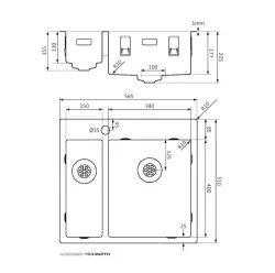 Lorreine SP série PIA DE INOX 56x51 cm com furo para torneira bancada 1534SPTH