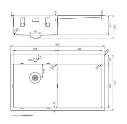 Lorreine SP série pia de aço inoxidável 86x51 cm com furo para torneira 40SPDB-R
