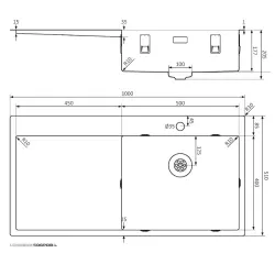 Lorreine SP série pia de aço inoxidável 100x51 cm com furo para torneira bancada 50SPDB-L