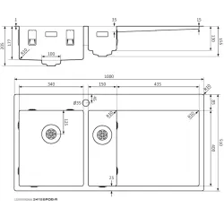 Lorreine SP série pia de aço inoxidável 100x51 cm com furo para torneira modelo 3415SPDB-R