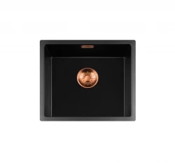 Lorreine BQ série pia 44x41cm embutida preta com plugue de cobre 40BQ37-FU-COPPER
