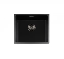 Lorreine BQ série pia 44x41cm embutida preta com válvula gun metal 40BQ37-FU-GUNMETAL
