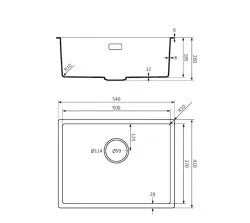 Lorreine série BQ pia 54x41cm de embutir e de instalação nivelada preta com tampão de metal gun 50BQ37-FU-GUNMETAL