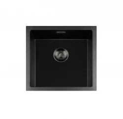 Lorreine BQ série pia 45x45cm de sobrepor preto com tampa de metal gun 40BQ-T-GUNMETAL
