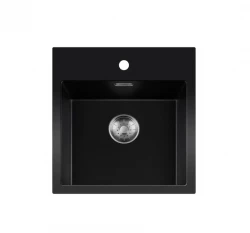 Lorreine BQ série pia 46x52cm montagem preta com plugue inox 40BQ37TH-T-INOX