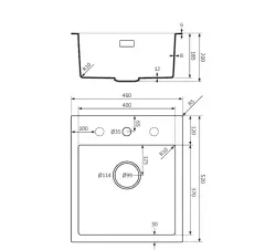 Lorreine BQ série pia 46x52cm montagem preta com plugue inox 40BQ37TH-T-INOX