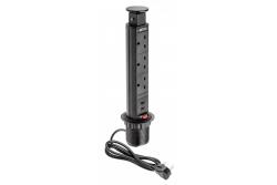 Cabo de extensão para mortise de secretária 60 mm, 3x tomada UK, 2xUSB 2,1A 5V (preto) VERSÃO EM INGLÊS 1208958628