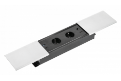 Cabo de extensão embutido para desktop PRESTINO, 2x tomada francesa, USB A+C, RJ45, HDMI, cabo 1.5m, prata 1208958675