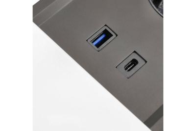 Cabo de extensão embutido para desktop PRESTINO, 2x tomada francesa, USB A+C, RJ45, HDMI, cabo 1.5m, prata 1208958675