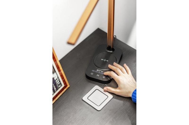 Bureau-lamp Decor Bressi 8W 450lm AC220-240V 3-CCT Carregamento Sem Fio USB PF>0,5 RA>80 Preto / Ouro 1208962479