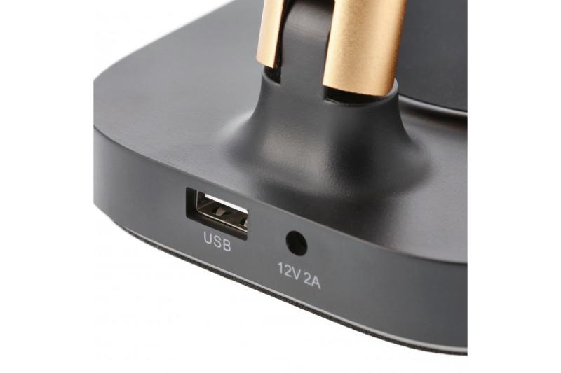 Bureau-lamp Decor Bressi 8W 450lm AC220-240V 3-CCT Carregamento Sem Fio USB PF>0,5 RA>80 Preto / Ouro 1208962479