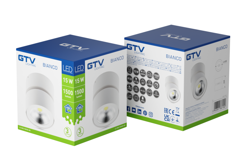 Decoração Luminária LED BRANCA 15W 1500lm AC220-240V 50/60 Hz PF> 0.5 Ra≥80 IP20 IK06.36° 4000K redonda branca. 1208962667