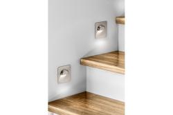 Armatura de escada LED decorativa ESCADA KA DC12V, cobertura quadrada transparente, 0.8W, 70lm, 4000K, aço inoxidável, cabo de 150cm.
