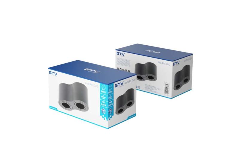 Armatura de Teto Decorativa AVEIRO DUO alumínio 160x80x85mm IP20 máx 20W*2 redonda preta. 1208963826