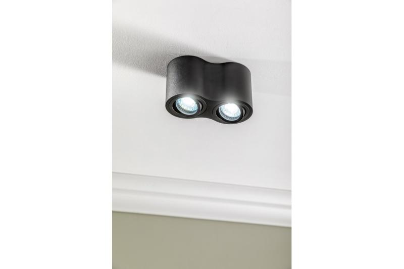 Armatura de Teto Decorativa AVEIRO DUO alumínio 160x80x85mm IP20 máx 20W*2 redonda preta. 1208963826