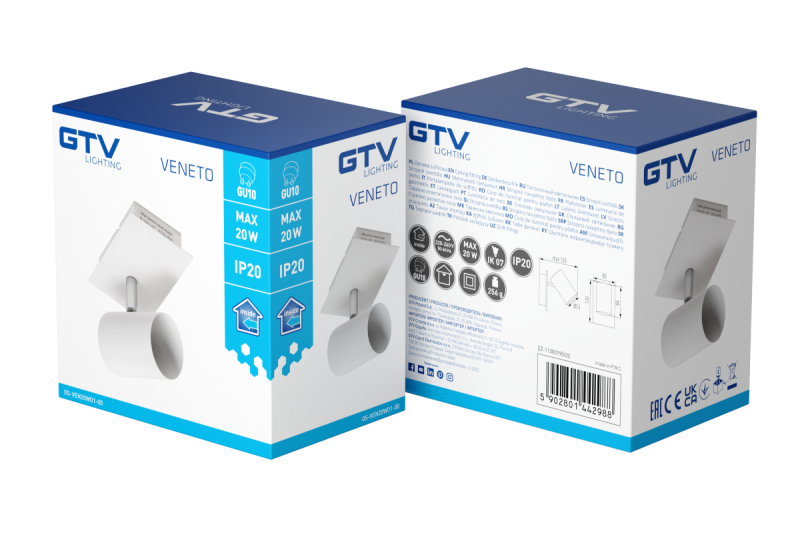 Decor Ceiling luminaire VENETO IP20 max. 20W 1 x GU10 round white 1208964035