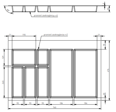 Decor Cutle Porta-talheres Inserto para Gaveta de Cozinha 800 Antracite 1208966380