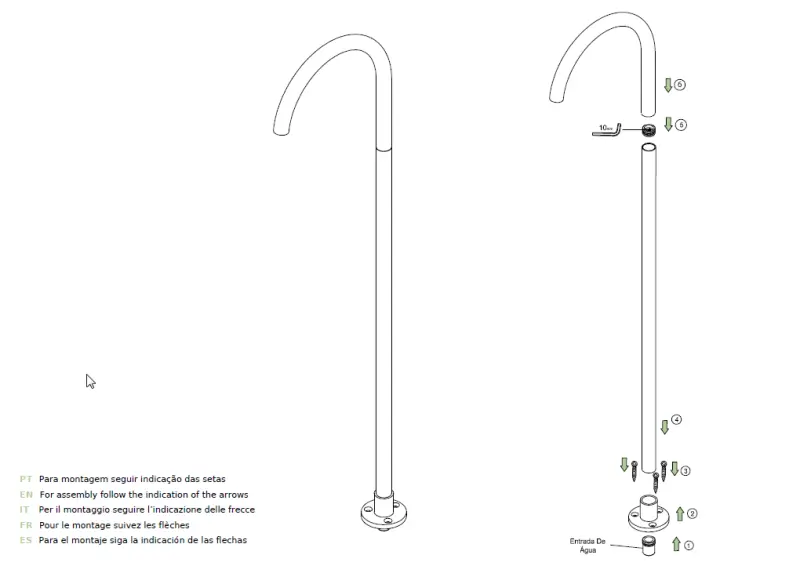 Waterevolution Flow Freestanding sink faucet spout Brushed light gold T1677WGE