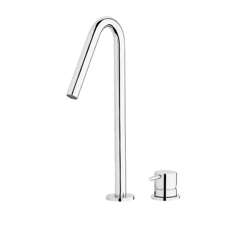 Waterevolution Flow 2-hole basin tap light gold with high V 120mm spout T1122VWGE