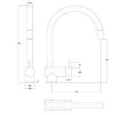 Waterevolution Flow misturador de cozinha PVD Escovado Light Gold com bica extensível T155WGE