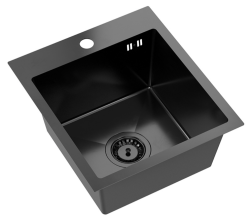 Quadri Dixton 40 pia preta de aço inoxidável com nano PVD 400x450 mm com furo para torneira modelo 1208967080