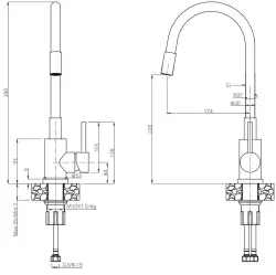 Quadri Bristol torneira de cozinha com bica flexível preta PVD preto 1208967083