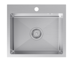 Quadri Dixton 50 set com cuba de aço inoxidável 500x450 mm com furo para torneira e torneira de cozinha de aço inoxidável Bristol.
