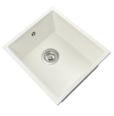 GraniteMy Universal pia de granito branco 34x40 cm, montagem superior, montagem inferior e montagem nivelada com tampa de aço inoxidável 1208967107.