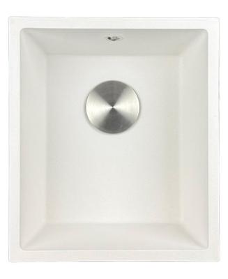 GraniteMy Universal pia de granito branco 34x40 cm, montagem superior, montagem inferior e montagem nivelada com tampa de aço inoxidável 1208967107.
