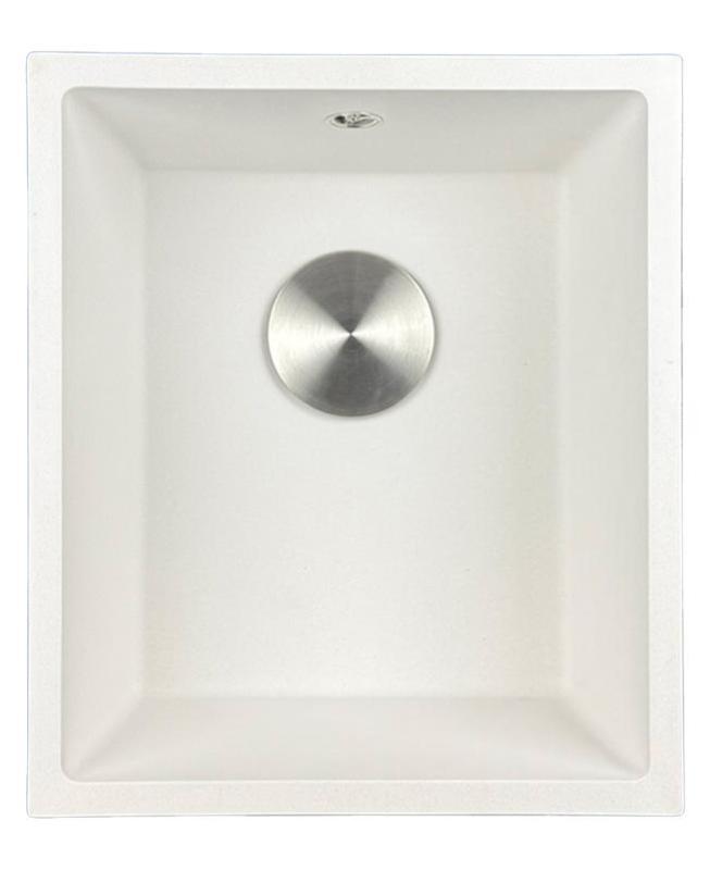 GraniteMy Universal granite white sink 34x40 cm white top-mounted undermount and flush-mount with stainless steel plug 1208967107