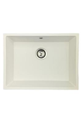 GraniteMy Universal pia de granito branca 55x40 cm branca de sobrepor, embutir e nivelar com tampa de aço inoxidável 1208967109
