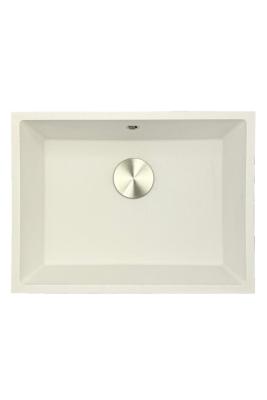 GraniteMy Universal pia de granito branca 55x40 cm branca de sobrepor, embutir e nivelar com tampa de aço inoxidável 1208967109