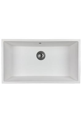 GraniteMy Universal pia grande de granito branca 74x40 cm branca de montagem superior, inferior e nivelada com plugue de aço inoxidável 1208967111