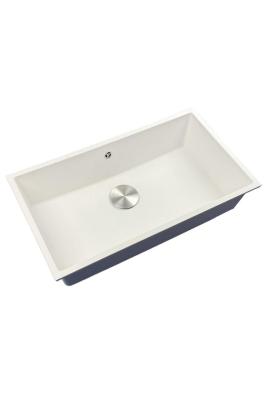 GraniteMy Universal pia grande de granito branca 74x40 cm branca de montagem superior, inferior e nivelada com plugue de aço inoxidável 1208967111