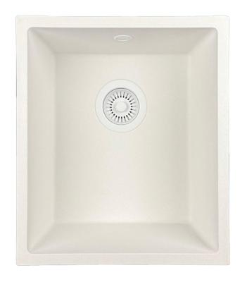 GraniteMy Universal pia de granito branca 34x40 cm montagem sobreposta, embutida e nivelada com plugue branco 1208967146