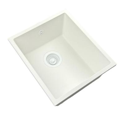 GraniteMy Universal pia de granito branca 34x40 cm montagem sobreposta, embutida e nivelada com plugue branco 1208967146