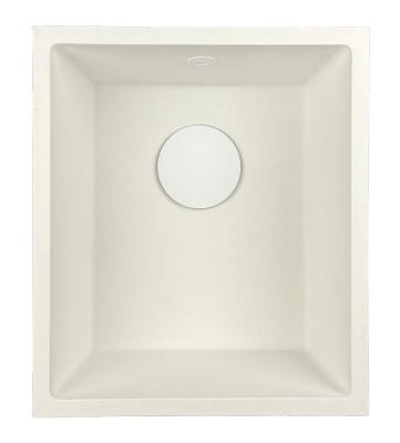 GraniteMy Universal pia de granito branca 34x40 cm montagem sobreposta, embutida e nivelada com plugue branco 1208967146