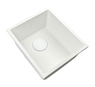 GraniteMy Universal pia de granito branca 34x40 cm montagem sobreposta, embutida e nivelada com plugue branco 1208967146