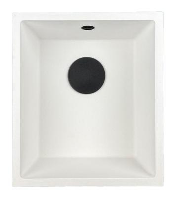 GraniteMy Universal pia de granito branca 34x40 cm, montagem sobreposta, embutida e nivelada, com plugue preto 1208967147