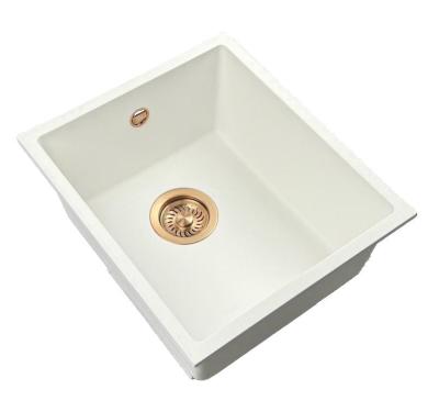 GraniteMy Universal pia de granito branca 34x40 cm branca de sobrepor, de embutir e de instalação nivelada com plugue de cobre 1208967148