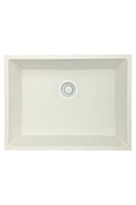GraniteMy Universal pia de granito branca 55x40 cm montagem de superfície, embutida e nivelada com tampão branco 1208967153