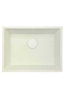 GraniteMy Universal pia de granito branca 55x40 cm montagem de superfície, embutida e nivelada com tampão branco 1208967153