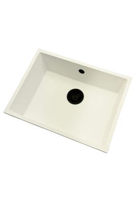GraniteMy Pia universal de granito branca 55x40 cm branco de montagem superior, montagem inferior e montagem nivelada com tampa preta 1208967154