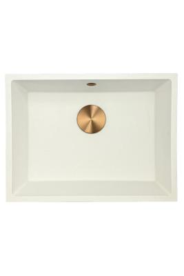 GraniteMy Universal pia de granito branca 55x40 cm branca de sobrepor, embutir e de encastrar com tampão de cobre 1208967156