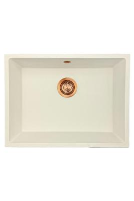 GraniteMy Universal pia de granito branca 55x40 cm branca de sobrepor, embutir e de encastrar com tampão de cobre 1208967156